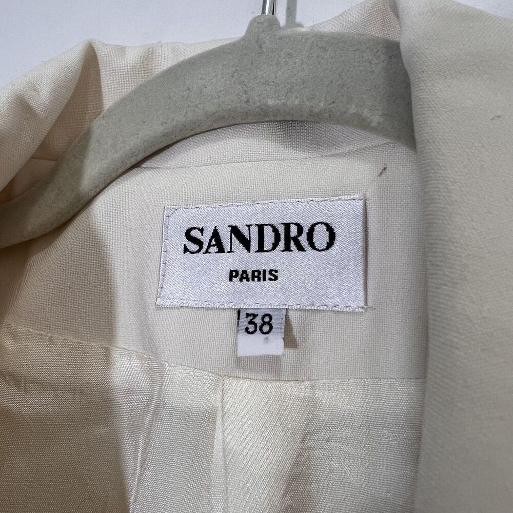 Vintage Sandro Blazer Jacket‎ Women’s 38 Lace Up White Chic - Picture 8 of 13